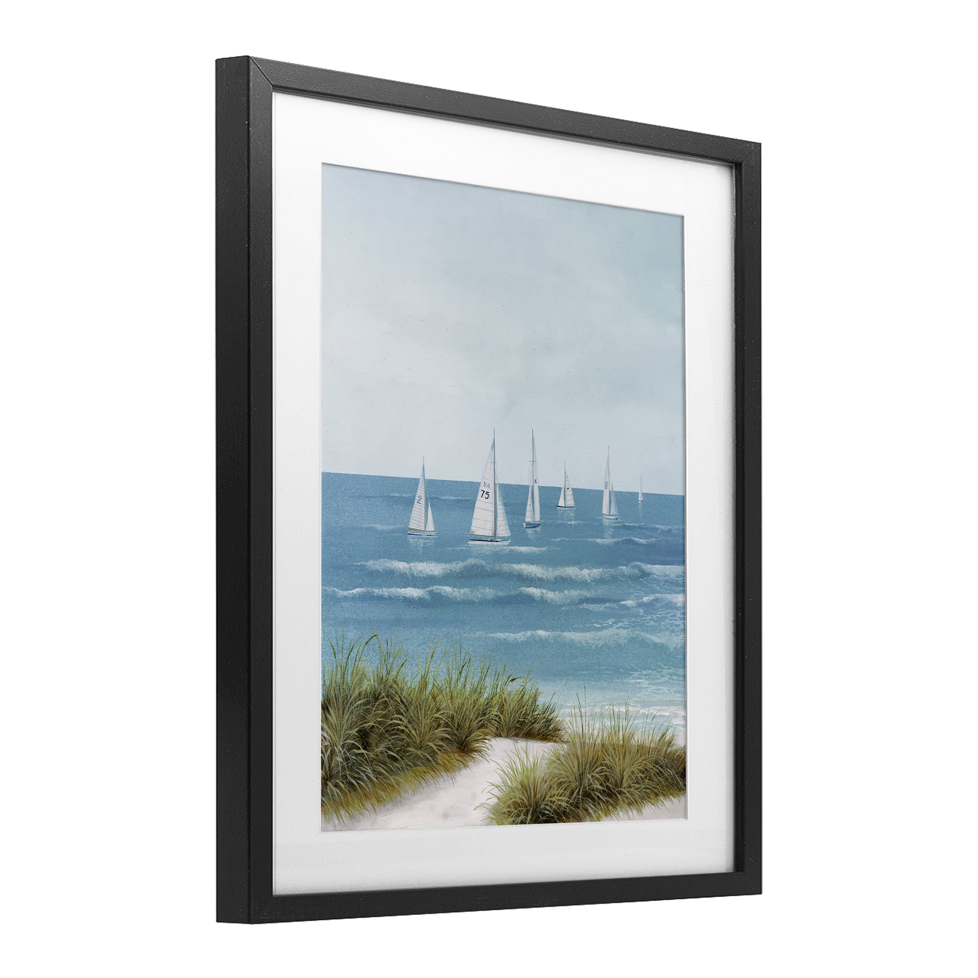 Stupell Industries Sail Away Beach Seascape Black Framed Print Under Glass, design by Lorenzo Collective