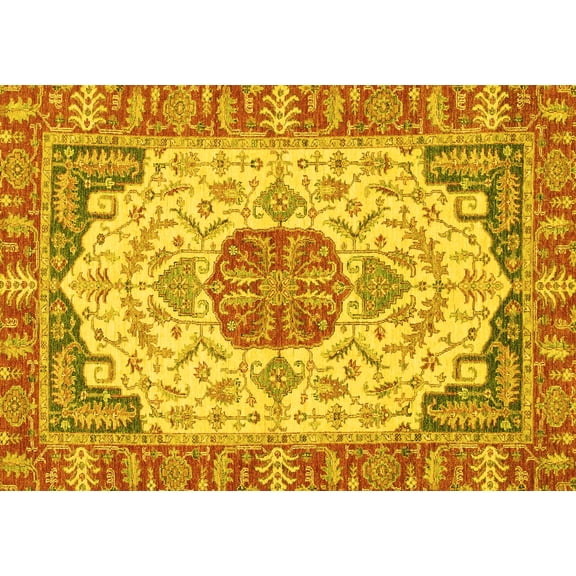 Ahgly Company Indoor Rectangle Abstract Yellow Modern Area Rugs, 5' x 7'