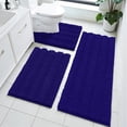 thumbnail image 5 of Ileading Ultra Soft Bathroom Rug Set 3 Pieces, Non Slip Thick Chenille Striped Bath Mat, Absorbent Plush Shaggy Bath Rugs for Bathroom, Blue, 5 of 8