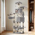 thumbnail image 3 of LEDREM 81.1-Inch Multi-Level Cat Tree with 13 Scratching Posts, 2 Perches & Hammock - Large Cat Tower for Indoor Cats, Light Grey, 3 of 6