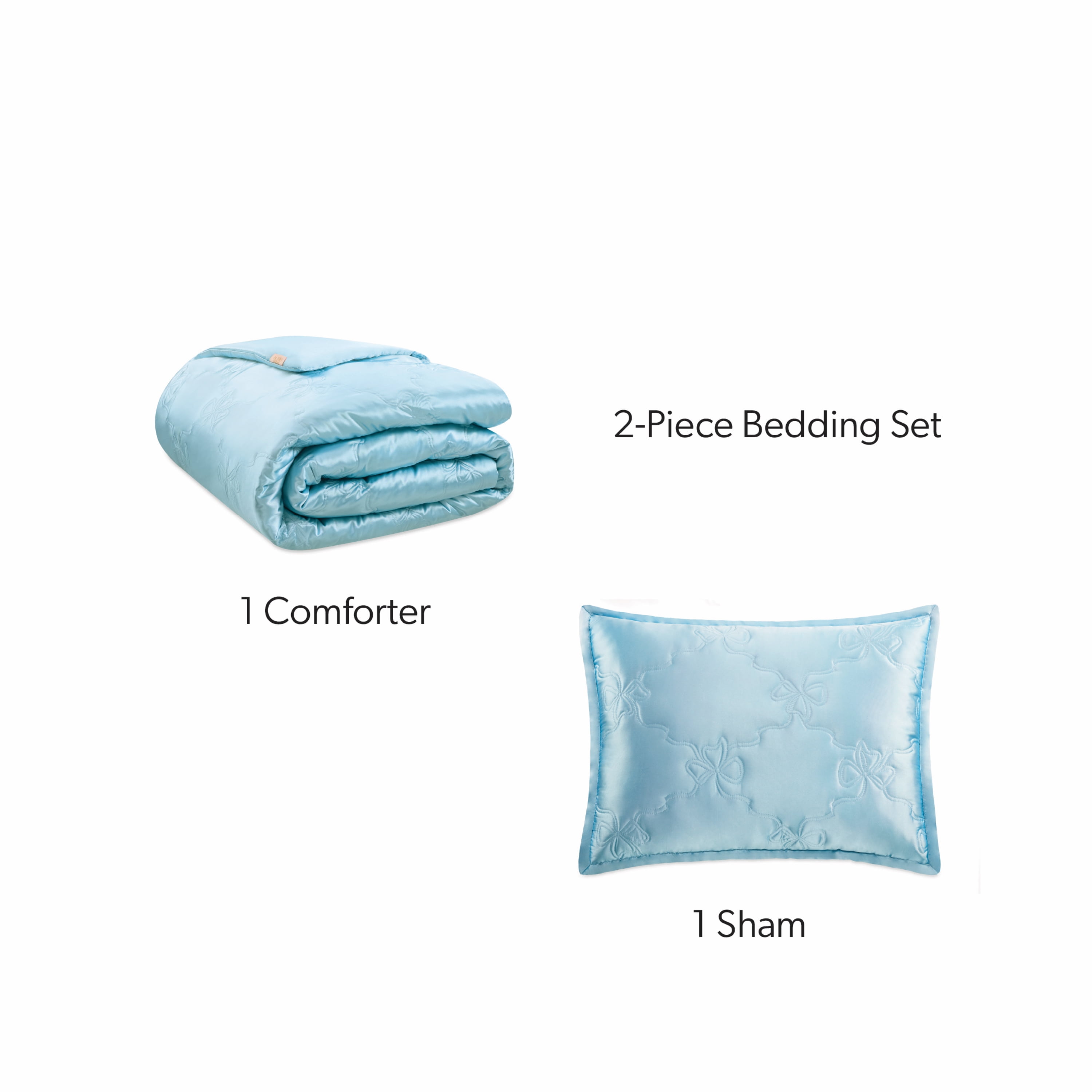 Paris Hilton 2-Piece Cordelia Satin Blue Comforter Set, Twin/Twin XL