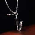 thumbnail image 4 of PAMTIER Unisex Stainless Steel European and American Style Saxophone Musical Instruments Pendant Hip Hop Punk Necklace with Chain Silver, 4 of 6