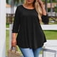 thumbnail image 2 of Plus Tamaño Suelto Ajuste Camisetas para las Mujeres Impresas 3/4 Manga Cuello Redondo Blusa Casual Verano, Más Tamaño de la Túnica de Manga Larga para las Mujeres, 2 of 6