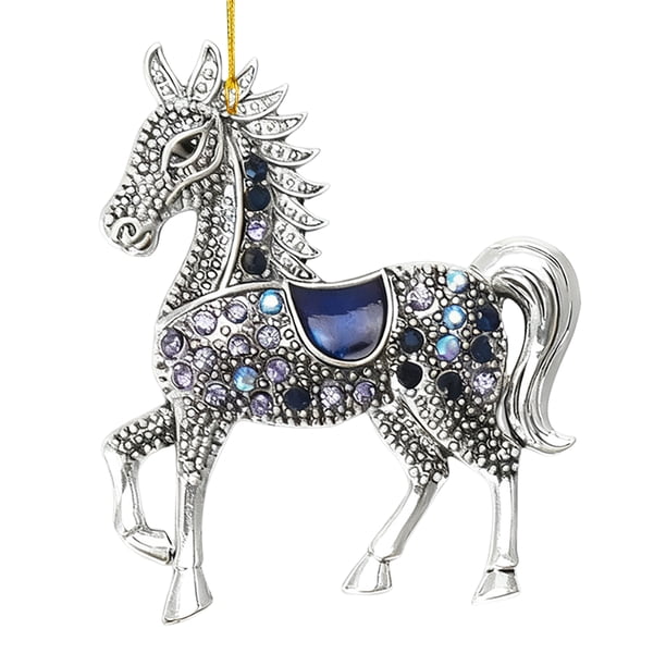 Adornos navideños con forma de caballo Decoración colgante con brillantes en forma de caballo Adorno acrílico para el árbol de Navidad para fiestas de invierno y Navidad Decoración para el hogar