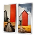 thumbnail image 3 of Designart "Landscape Barns Rural Collage V" Barns Framed Wall Art Set Of 2 - Red Architecture Framed Canvas Set For Living Room Decor, 3 of 6