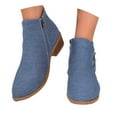 thumbnail image 3 of Xiaoxatg Women's Ankle Boots Casual Comfortable Denim Side Zipper Booties for Autumn Winter Daily Wear with Stylish Heel Design 9 Light Blue, 3 of 9
