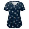 thumbnail image 4 of NIEWTR Women's V Neck Patterned Scrub Tops Durable Summer Tees Medical Nurse Uniforms with Pockets(Navy,2XL), 4 of 5