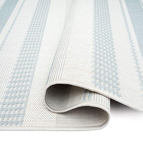 Home Dynamix Tripoli Mateo Modern Striped Indoor/Outdoor Area Rug, Blue/Cream, 7'10"x10'2"