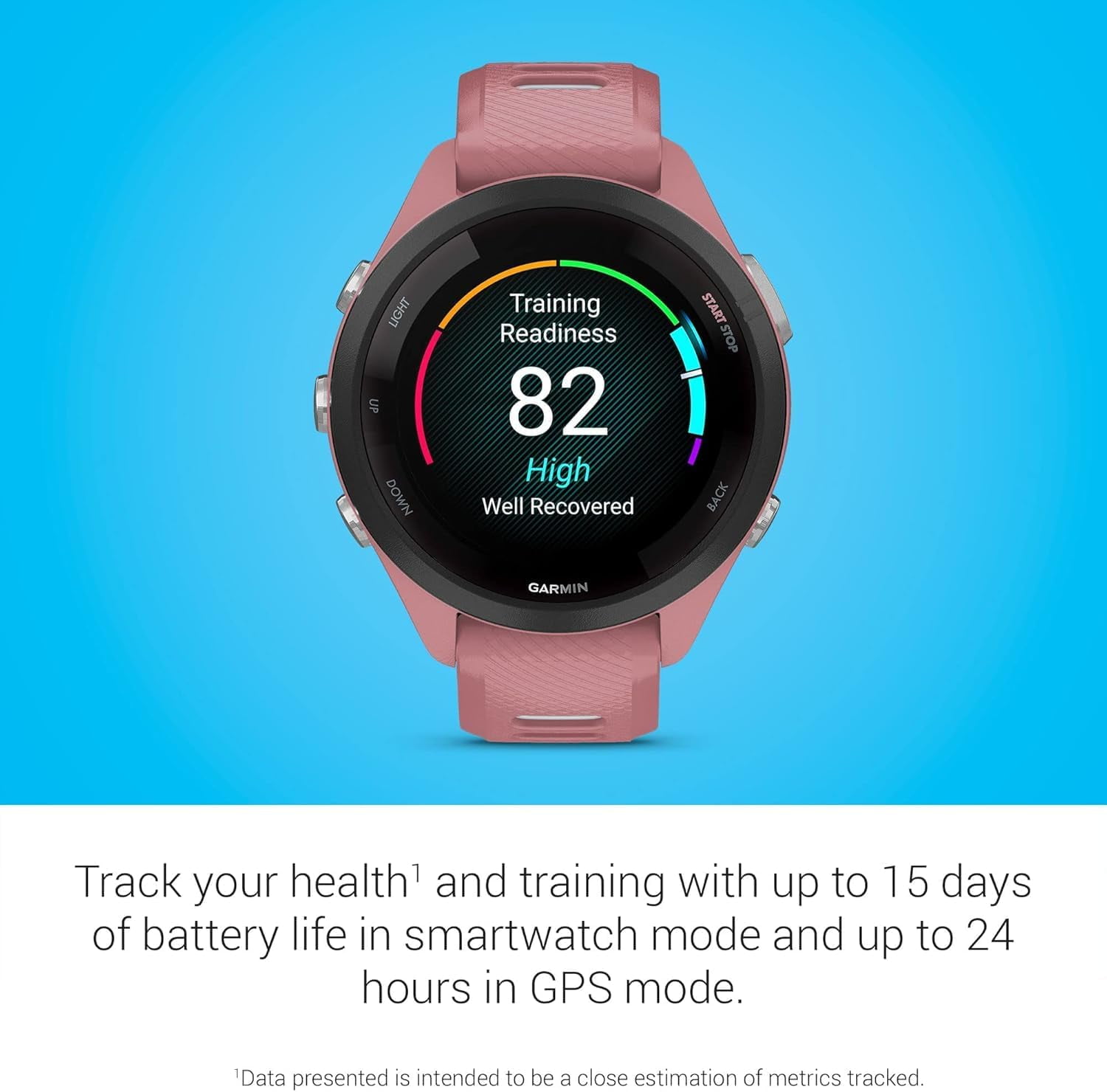 Garmin Forerunner 265S Running Smartwatch, Colorful AMOLED Display, Light Pink and Powder Gray