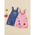 thumbnail image 3 of RUINIXCW Toddler Girl Boy Back to School Overalls Shorts Kids Pre Kindergarten Outfits Baby Boys Girls First Day of School Outfit Pencil Apple Letter Embroidery Adjustable Strap Fall Summer Jumpsuit, 3 of 9