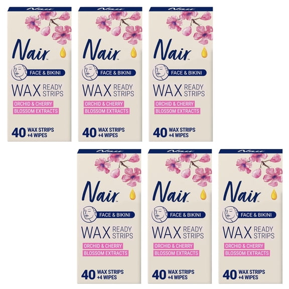 Nair Hair Remover Wax Ready-Strips 40 Count Face/Bikini (6 Pack)