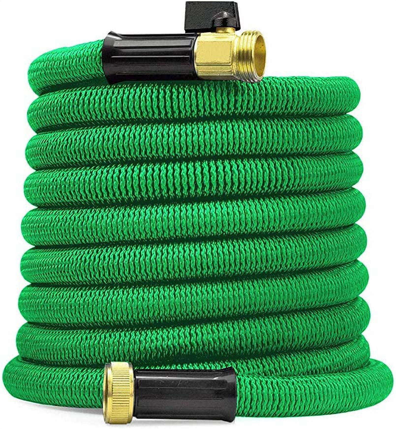 Expandable Garden Hose with 8 Function Spray Nozzle - Leak Proof Design, Green, 50 ft