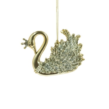 Starlight Collection, Gold Swan Ornament with Glittered Wings (Pack of 4)