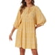 thumbnail image 2 of Vestido Casual Mini con Volantes de Manga 3/4 en V Floral para Mujeres XL Amarillo, 2 of 6