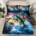 thumbnail image 2 of Manfei Fishing And Hunting Twin Sheet Sets,Lake Fish Twin Fitted Sheet,Ocean Fish Flat Sheet For Teens Boys,Breathable Home Decor,3-Piece, 2 of 7