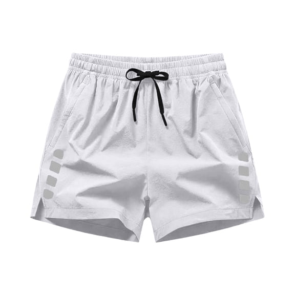 Mens Running Shorts 3" Quick Dry Elastic Waist Reflective Strip with Pockets Short Pants Fathers Gifts