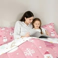 thumbnail image 4 of Feelyou Winter Pink Snowman Twin Bedding Sets 7-Piece, Merry Christmas Bedding Comforter Set, Western Festival Holiday Reversible Sheet Sets, Breathable Home Decor, 4 of 7