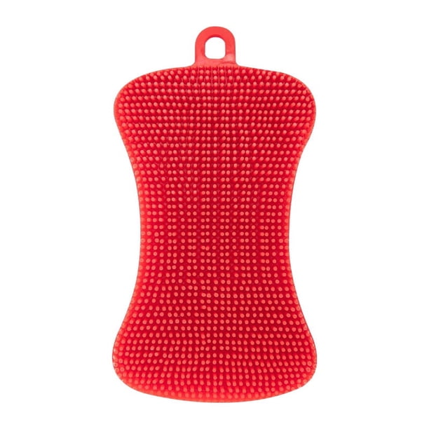 (3 paquetes rojos) Esponjas de silicona para platos, esponja de silicona para lavar platos, utensilios de cocina, accesorios para cepillos, esponja de cocina, esponjas de limpieza de doble cara