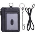 thumbnail image 4 of LAICAIW Kinzd Slim Minimalist Zipper Credit Card Holder Leather Front Pocket Wallet with Keychain Ring Lanyard Strap, 4 of 7