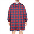 thumbnail image 2 of Red Blue Checkered Pattern Wearable Oversized Blanket,Wearable Blanket Hoodie for Adults,Cozy Hooded Blankets with Super Pockets,Super Warm Fuzzy Pullover for Women & Men, 2 of 6