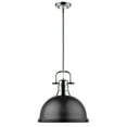 thumbnail image 3 of Yep by Golden Lighting Duncan 1-light 14in Rod Hung Pendant in Chrome and Matte Black shade, 3 of 3