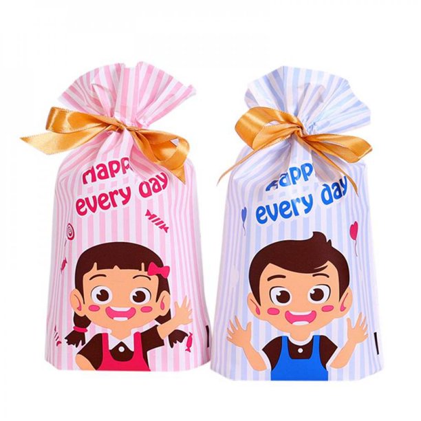 Zdmathe Cartoon Cookie Bag Ribbon Rope Bag Candy Bag Baking Biscuit Bag Packaging Bag 50pcs Mix Walmart Com Walmart Com