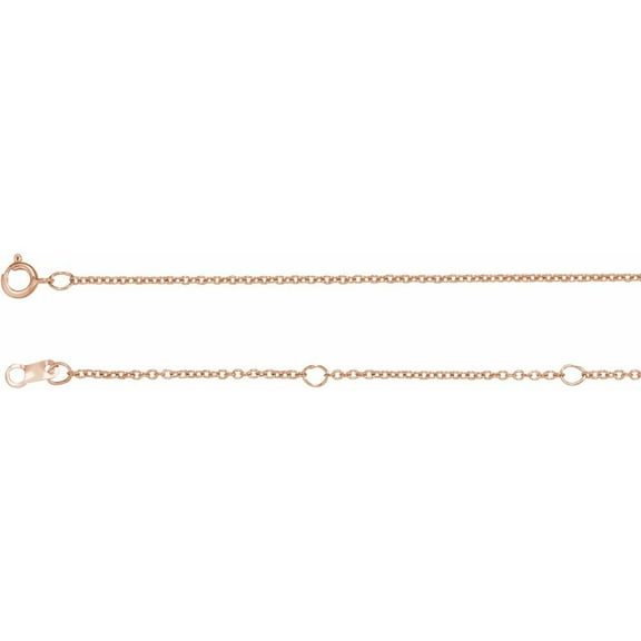 10k Rose Gold 1mm Adjustable Solid Cable Chain Necklace Fine Jewelry for Women Gifts for Her, 16-18"