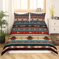 thumbnail image 2 of Aztec Bedding Set Ethnic Tribal Arrow Duvet Cover,Vintage Southwestern Native Bohemian Comforter Cover Queen,Western Star Bed Set Exotic Geometric Diamond Stripes Room Decor,Red Blue Dark Brown, 2 of 5