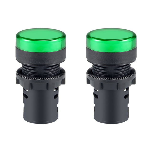 Unique Bargains Sgnal Lights AC/DC 24V, Green LED, Flush Panel Mount 7/8' 22mm, 2Pcs
