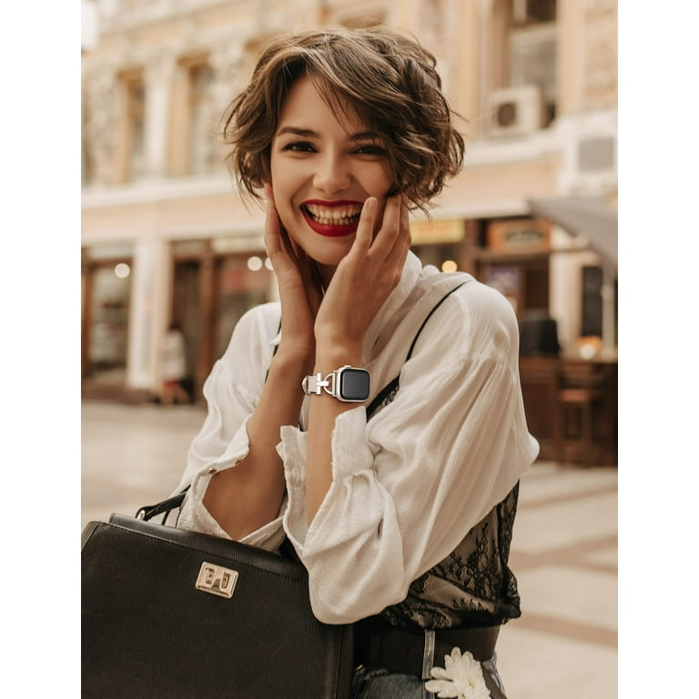 Apple watch leather strap women clearance