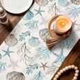 thumbnail image 3 of Ocean Coastal Table Runner 72 Inches, Nautical Beach Starfish Coral Seashells Leaf Bed Runner Dresser Scarves Tabletop for Indoor Outdoor Parties/Ceremony/Banquet, 18" x 72", 3 of 9