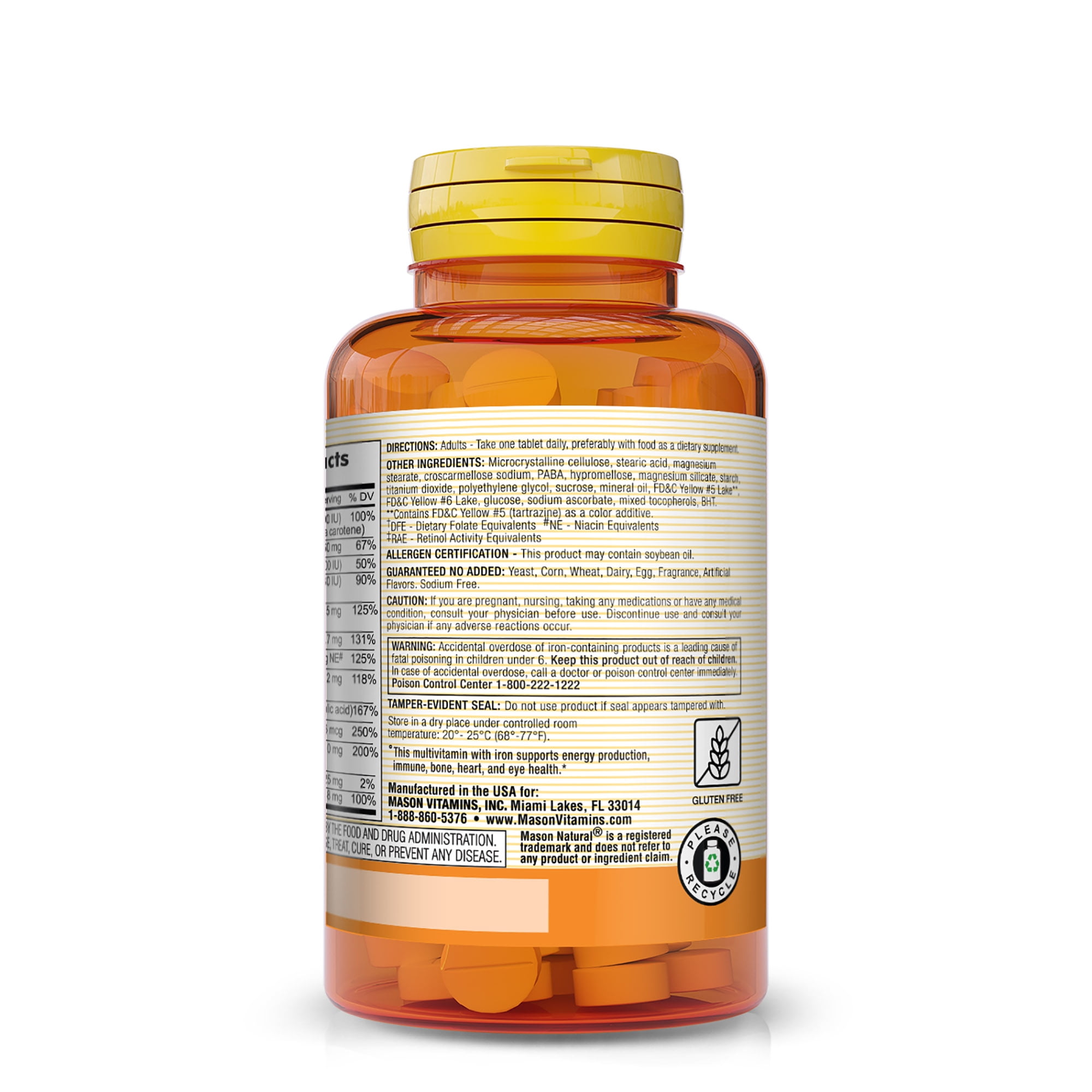 (3 pack) Mason Natural Mini Multi Vitamin with Iron, 365 Tablets