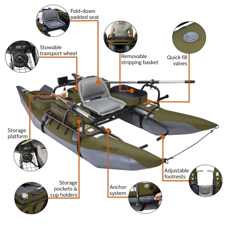 classic accessories colorado xt pontoon fishing boat Classic Accessories Colorado XT Pontoon Boat, Sage/Grey