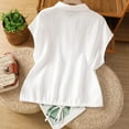 thumbnail image 4 of Annhoo Tank Tops for Women Collar Button Down Solid Color Drawstring Casual Sleeveless Shirts Spring Clothes, 4 of 9