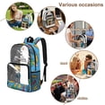 thumbnail image 5 of ZIATUBLES Heavy Duty Clear Backpack 17 Inch, Boy Reading School Print Fabric & PVC Transparent Bag, One Pocket See Through Bookbag for School College Security, 5 of 7