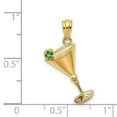 thumbnail image 3 of 14k Yellow Gold Martini Glass with Green CZ Olive Pendant, 3 of 4