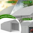 thumbnail image 5 of ECOLINEAR Carport 10x20 ft Heavy Duty Carport, Outdoor Potable Garage with Removable Sidewalls & Zipper Doors, Carport Canopy Anti UV All-Season Waterproof Tarp,Car Canopy for Cars,Boats,Gray, 5 of 7