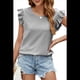 thumbnail image 3 of Blusas Casuales para Mujer, Blusas de Corta con Cuello Redondo y Volantes. Negro L, 3 of 10