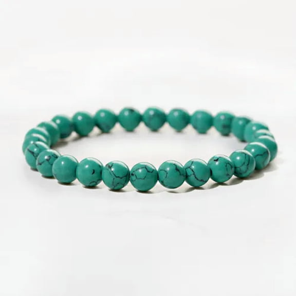 EOEMY Tiger Eye Bracelet Men Women Elastic Gemstone Natural Stone Beads Stretch Unisex-Green Turquoise-6mm