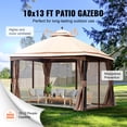thumbnail image 6 of KFFKFF Outdoor Pavilion for 10-12 Individuals, 10 x 13 FT Garden Canopy, Includes Insect Mesh, Sturdy Metal Structure, and PU Coated 180G Polyester, Exterior Shade Structure for Patio, Lawn, Garden, 6 of 9