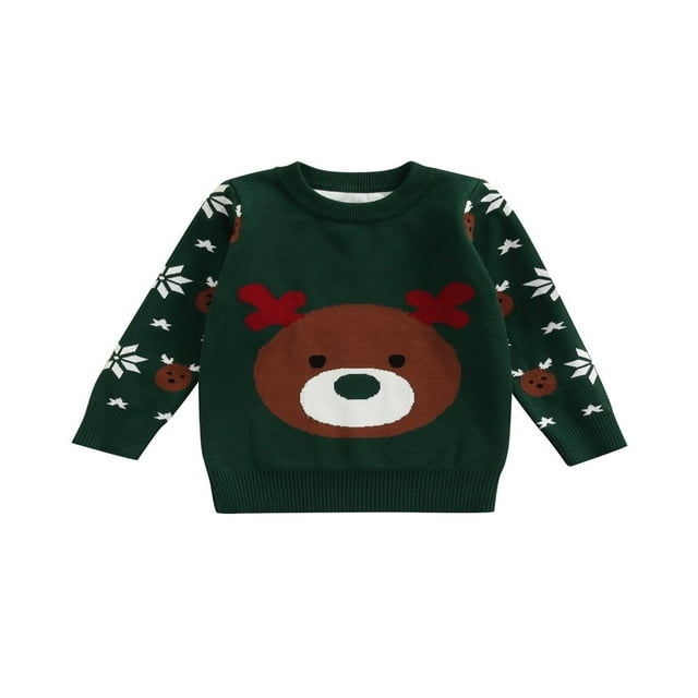 Chandail de Noël pour Enfant, Dessin Animé, Manches Longues, Col Tricoté
