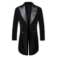 thumbnail image 2 of Kctiaxy Black Suit Jacket for Men Long Sleeve Turn-down Collar Suit Tailcoat Blazers Causal Black Elegant Ve Lvet Button Down Fashion Banquet Nightclub Performance Suit Coat, 2 of 8