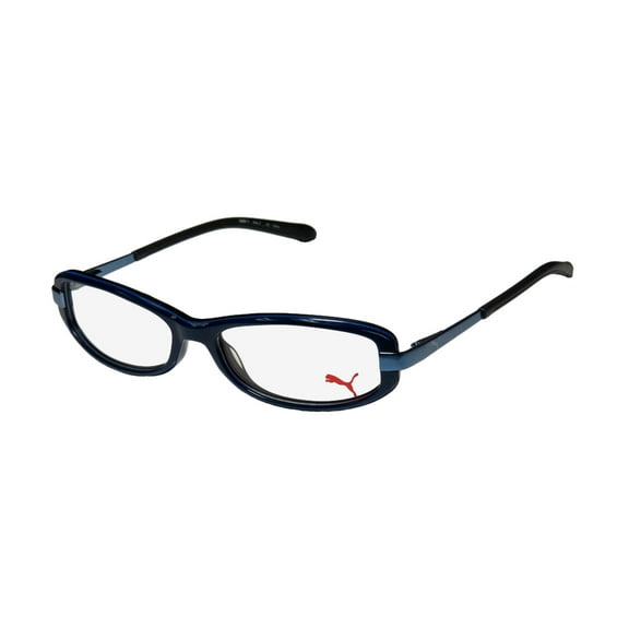 NEW PUMA 15365 ZETTA II MENS/WOMENS CAT EYE FULL-RIM BLACK / BLUE UPSCALE UNISEX HARD CASE CAT EYE FRAME DEMO LENSES 52-15-135 SPRING HINGES EYEGLASSES/EYEWEAR