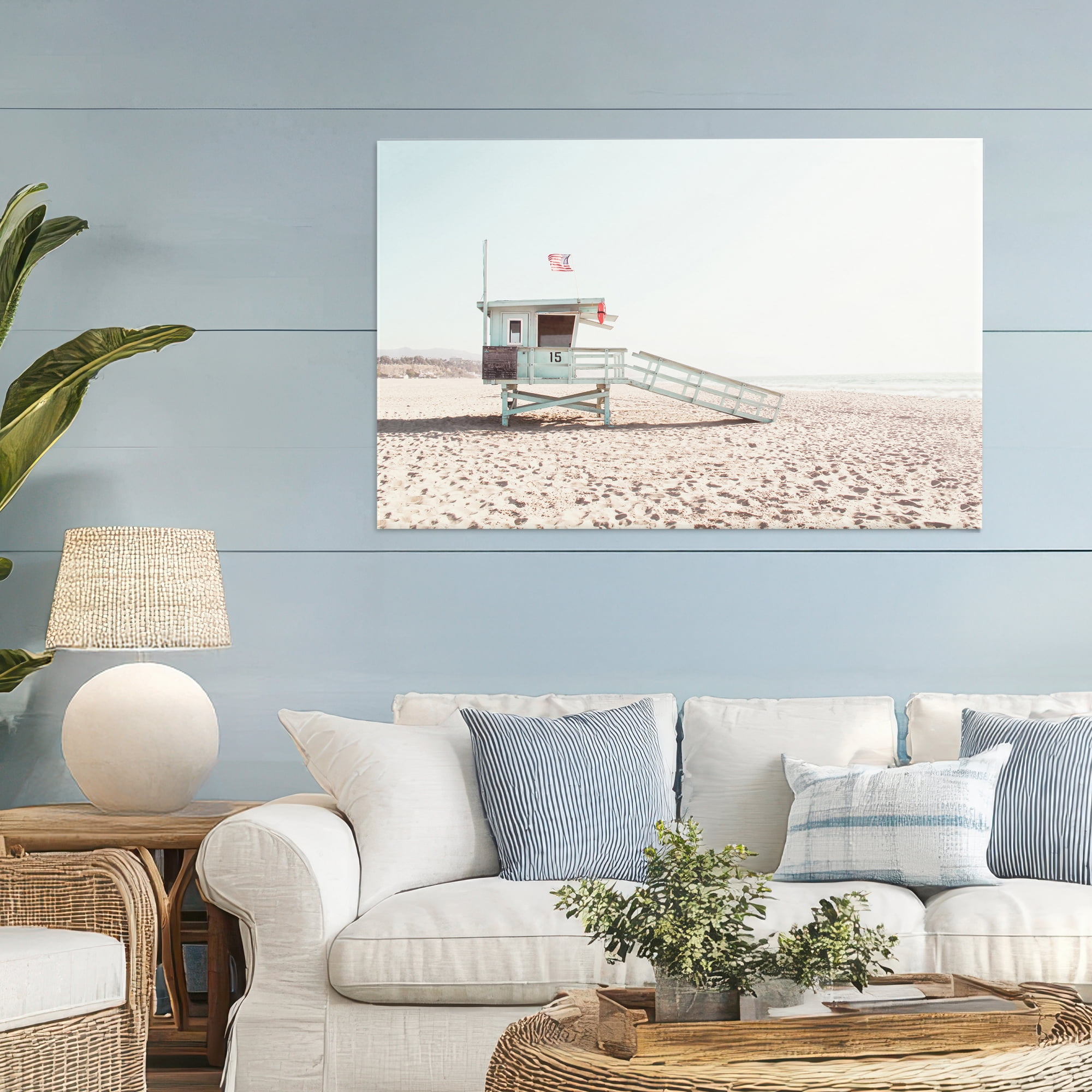 Lifeguard Hut Sunny Day Canvas Wall Art, design by Sisi and Seb