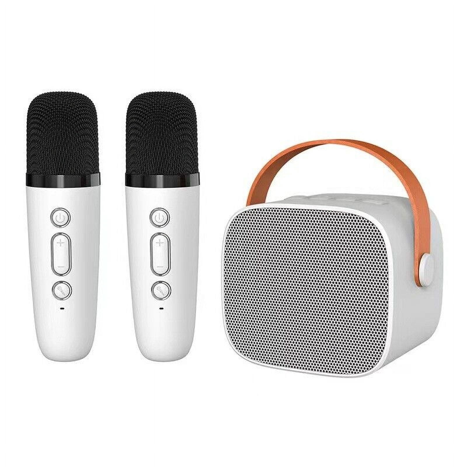 TOPCHANCES Mini Karaoke Machine for Kids, Portable Bluetooth Karaoke Speaker with 2 Wilreless Microphones and Dynamic Lights, Ideal Gifts for Girls Boys Home Party ( White )