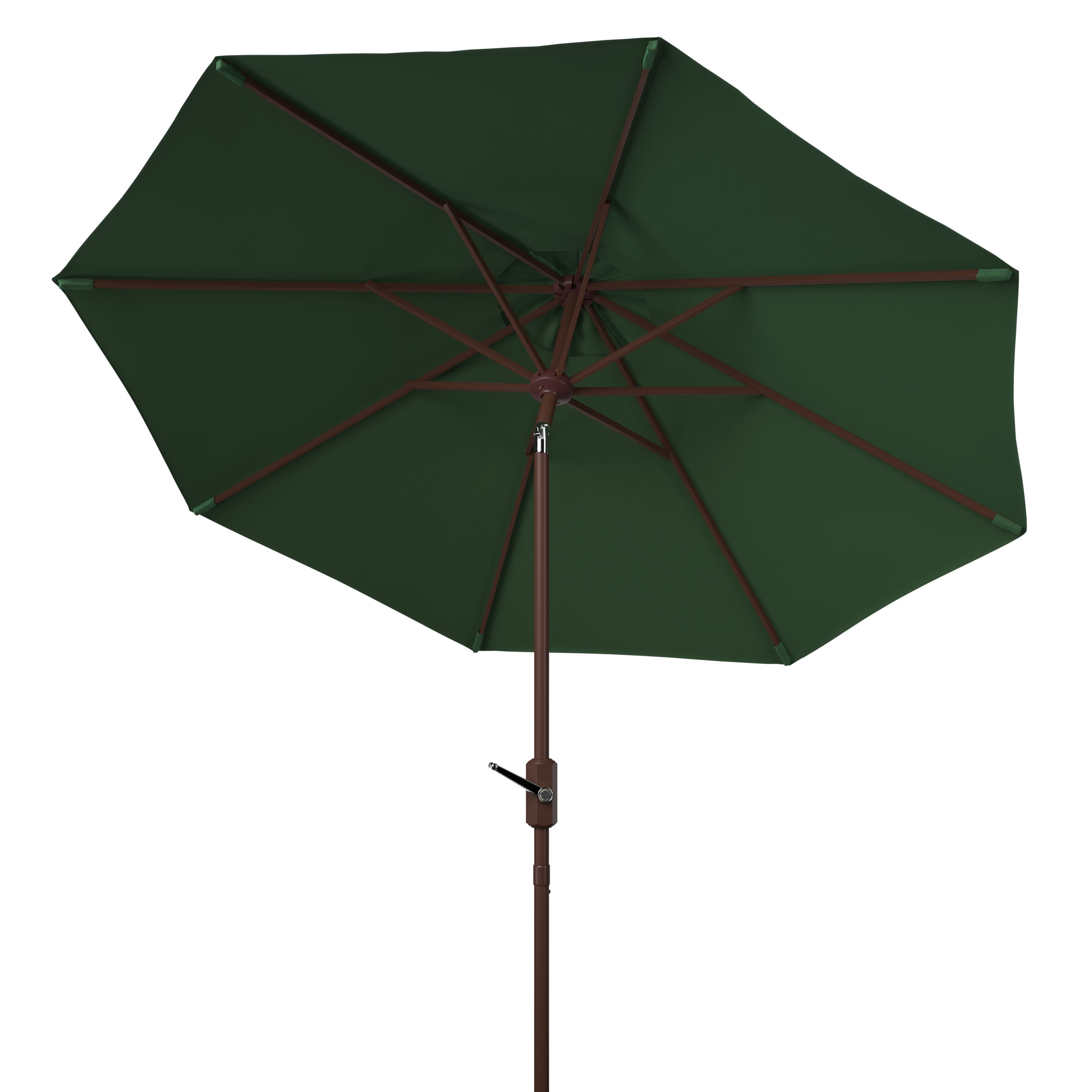 SAFAVIEH Ortega 9' Market Crank Auto Tilt Patio Umbrella, Hunter Green