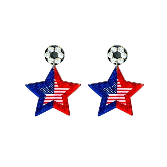 4th of July Patriotic Glitter Earrings for Women, Star Shape Acrylic Earrings, Independence Day Memorial Day Holiday Jewelry Gifts, Red White Blue