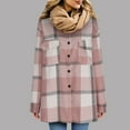 thumbnail image 2 of LYXSSBYX Plaid Shacket for Women Jacket Fashion Women Casual Long Sleeve Plush Single-Breasted Long Coat Tops Blouse Coat, 2 of 6