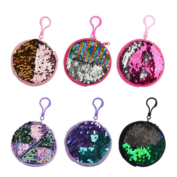 FOMIYES 6Pcs Coin Purse for Kids Blue Purple PE Sequins Shiny Square Style Daily Use