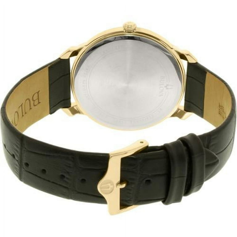 Bulova Men s Gold Finish Watch with Leather Strap 97A123 Walmart